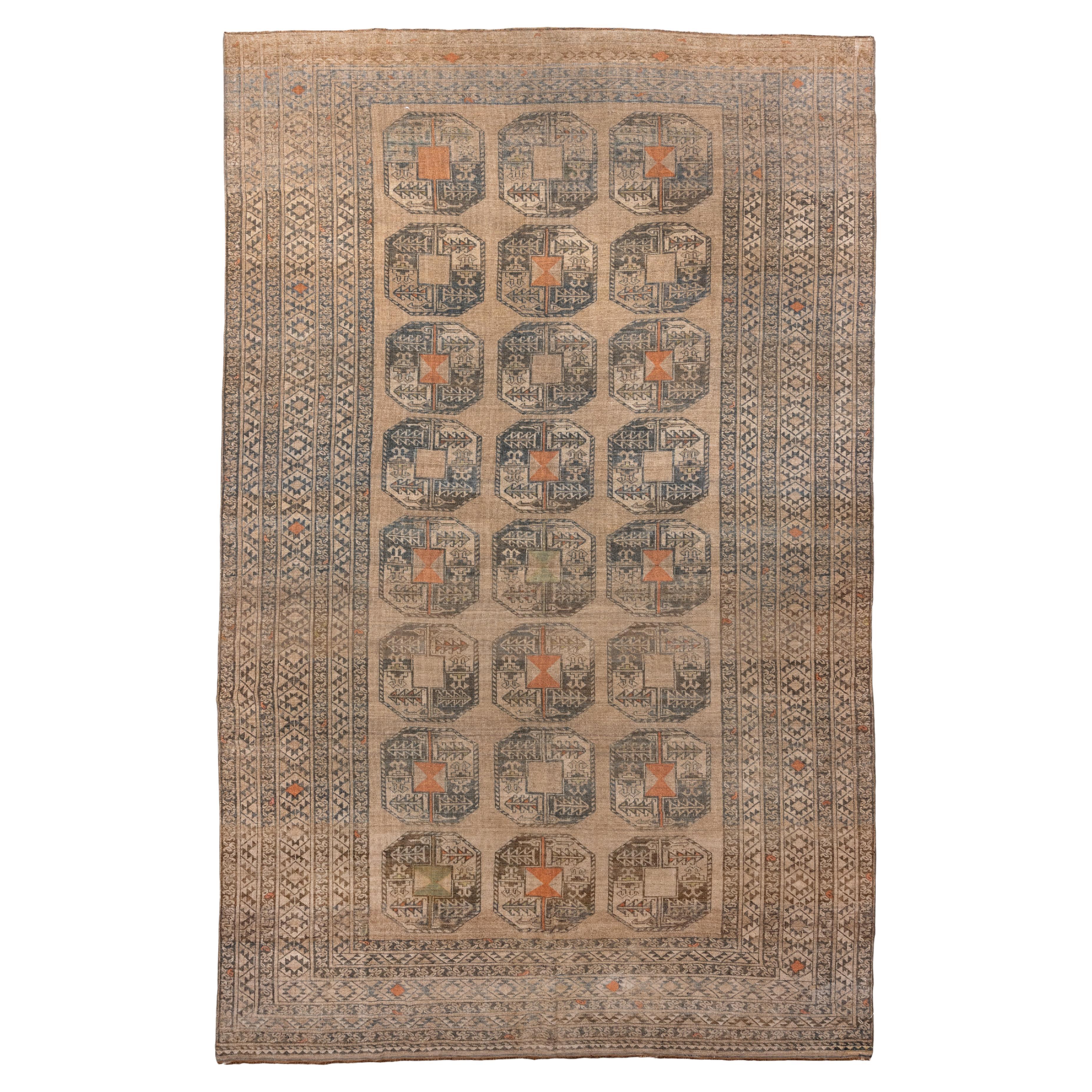 Antique Afghan Rug with Repeating Octagonal Gul Design For Sale
