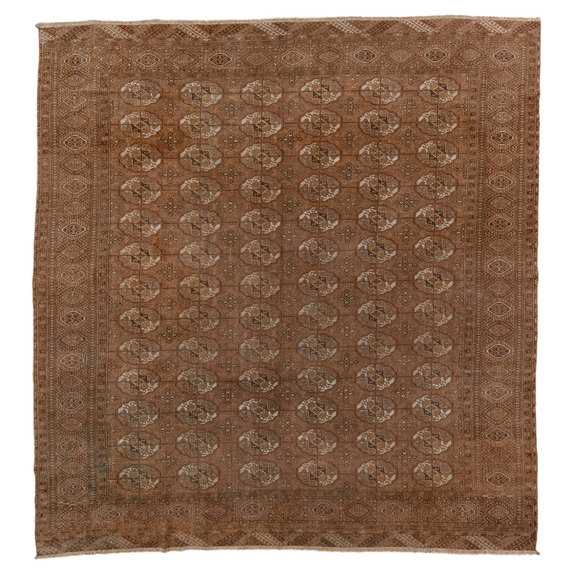 Antique Afghan Rug with Rusty Red Field