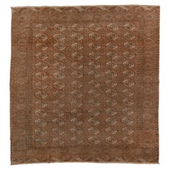 Retro Afghan Rug with Rusty Red Field