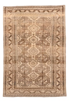 Antique Afghan Rug with Stepped Geometric Tribal Medallions
