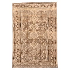 Antique Afghan Rug with Stepped Geometric Tribal Medallions