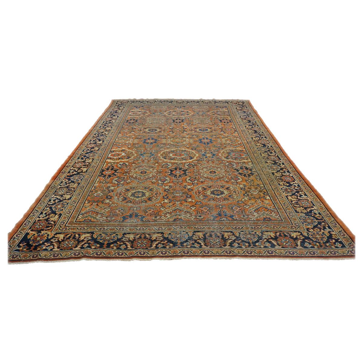 Antico afghano Sultanabad Masters Wool 8 x 12 Navy, Orange, Red & Ivory Fatto a mano in vendita 2