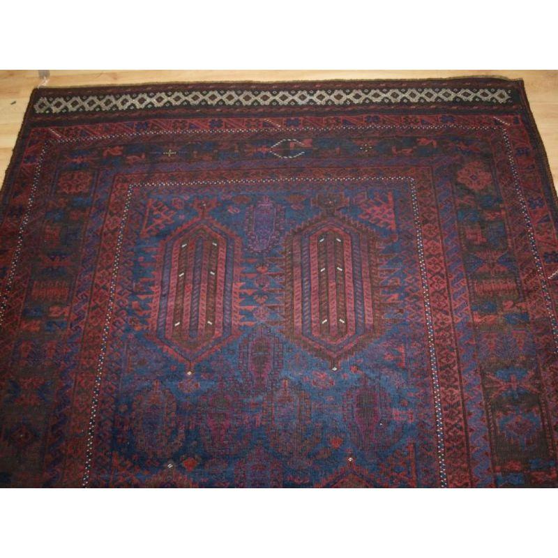 19th Century Antique Afghan Timuri Baluch Rug with Deep Rich Colours, circa 1880 For Sale