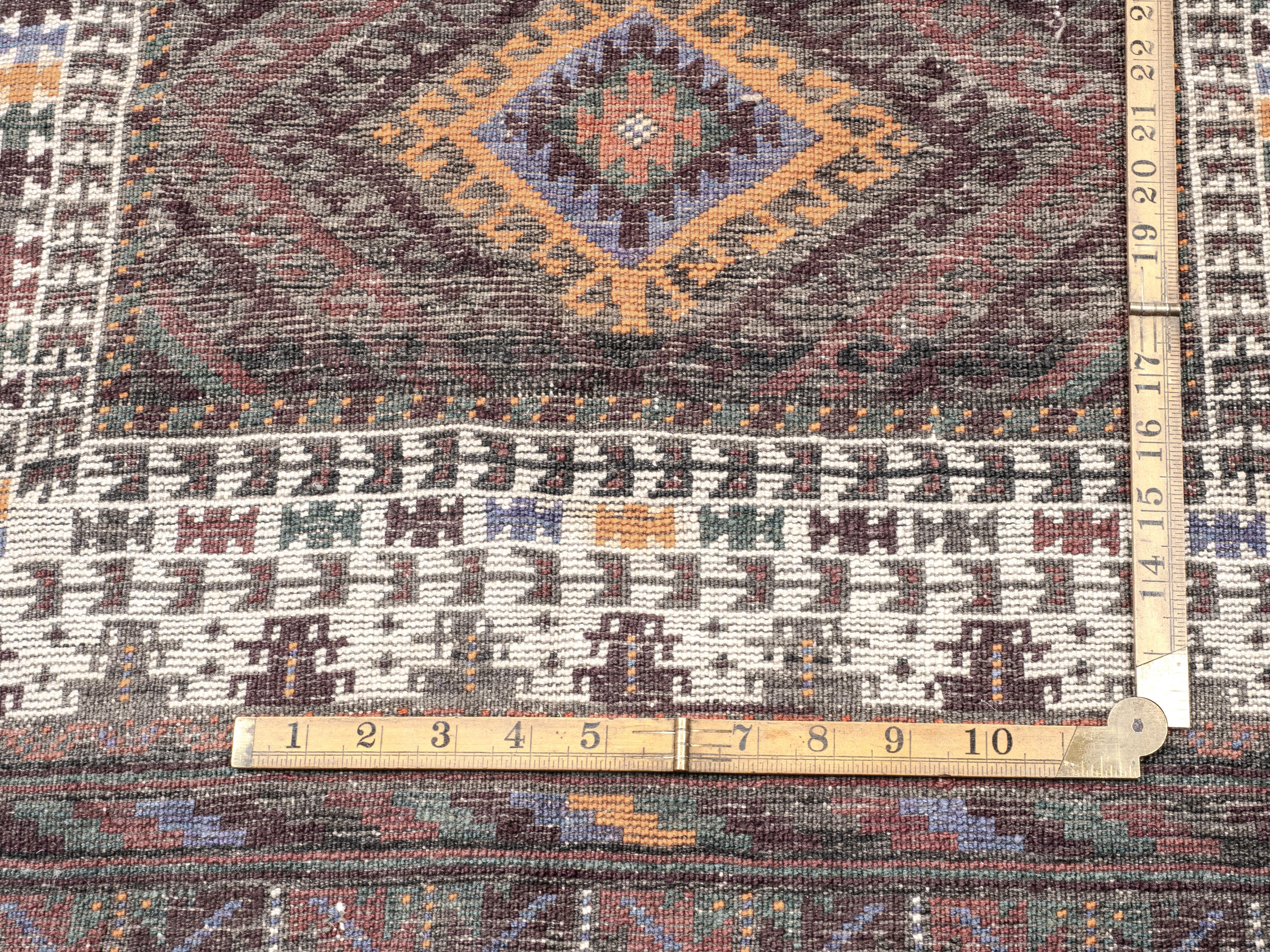 Antique Afghan Tribal Rug Hand-Knotted Wool Early c.20th 7' x 3'8