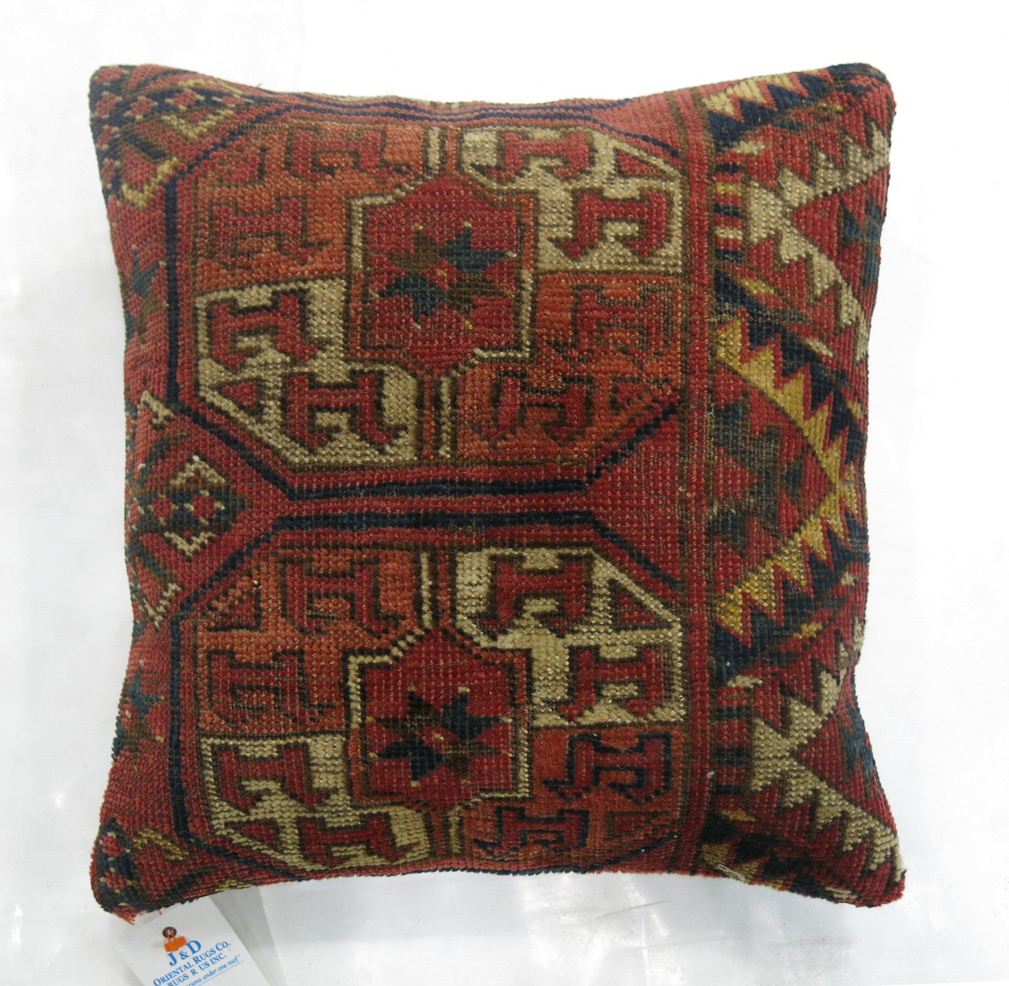 Tribal Antique Afghan Turkeman Rug Pillow For Sale