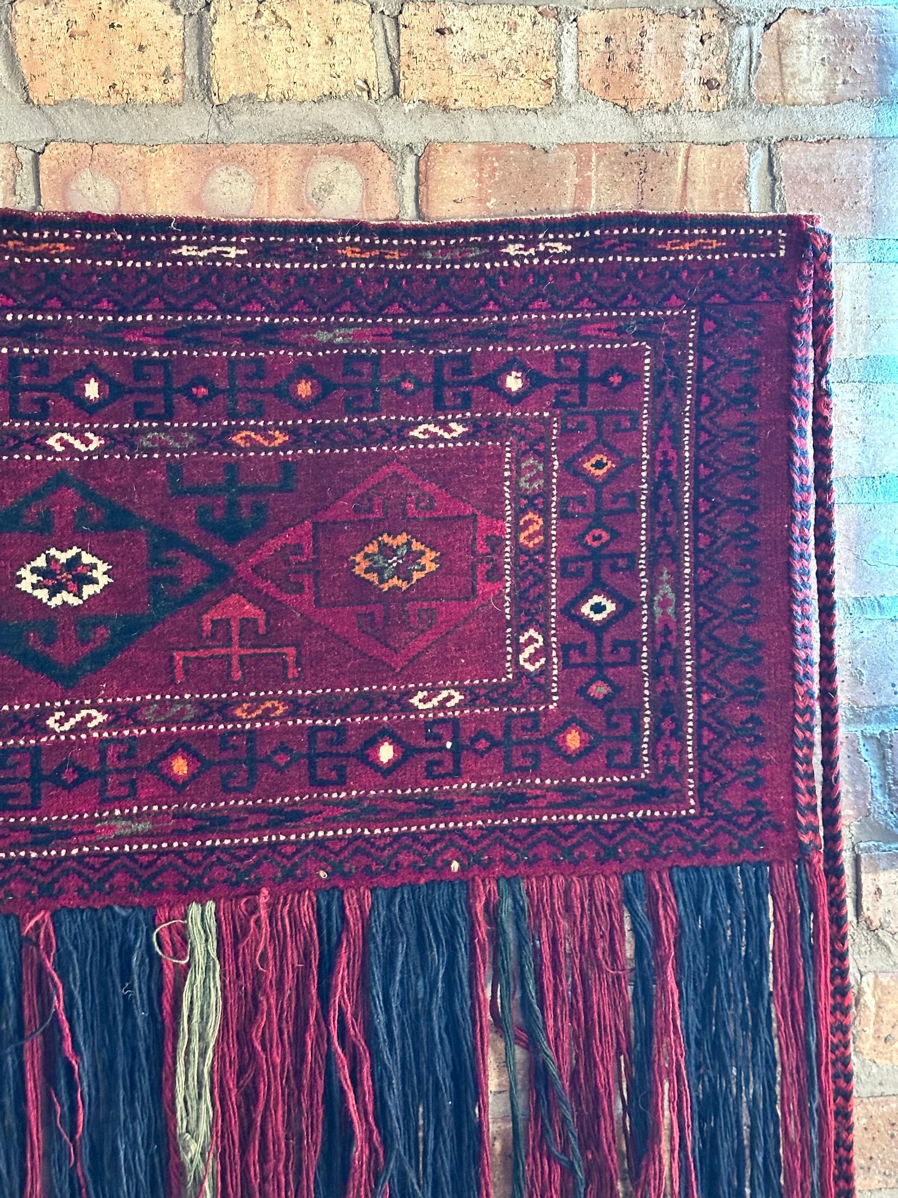 Wool Antique Afghan Turkmen Torba Tent Bag For Sale