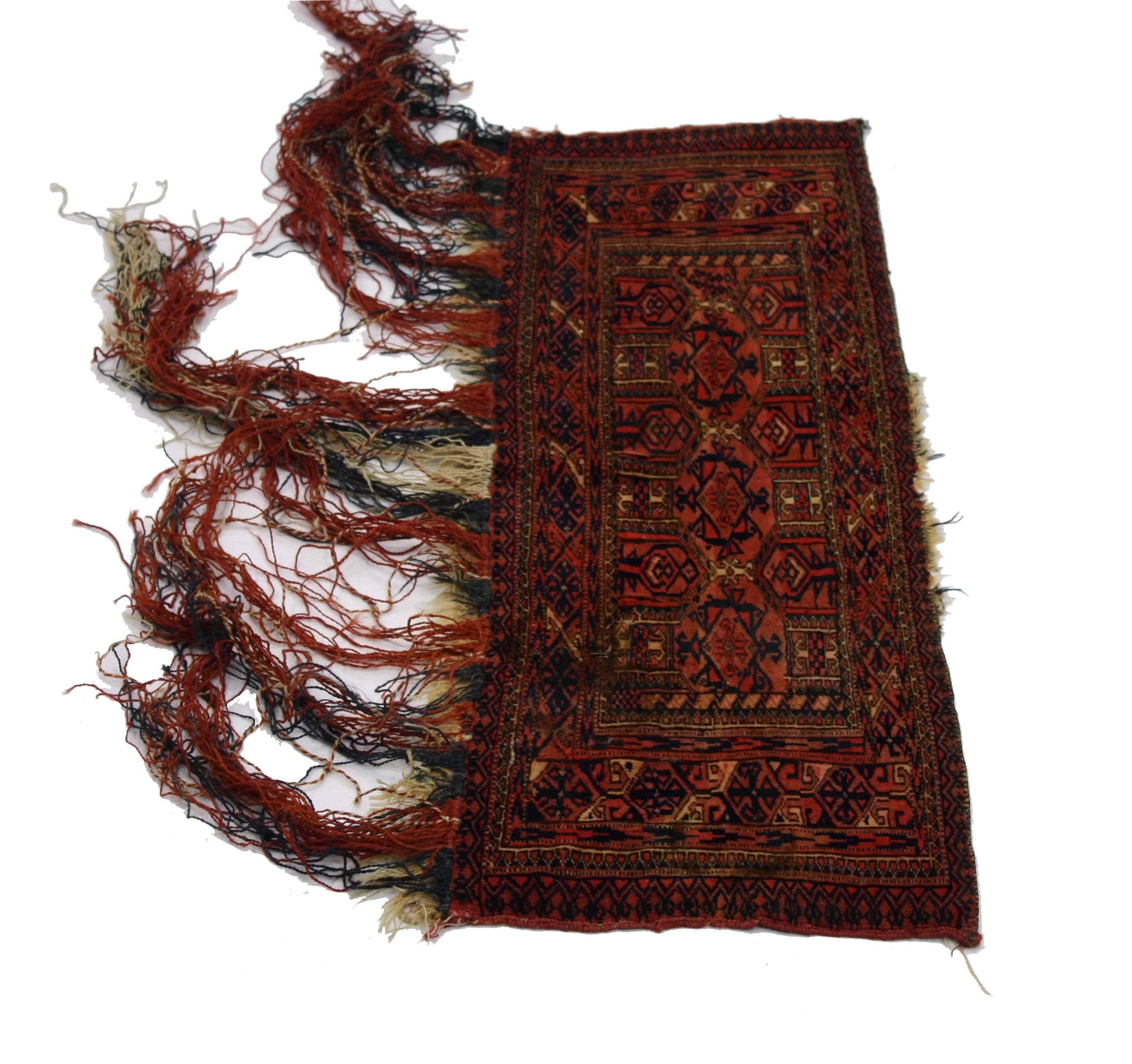 Hand-Knotted Antique Afghan Turkoman Turkmen Torba Bag, Wall Hanging, Tribal Textile Tapestry For Sale