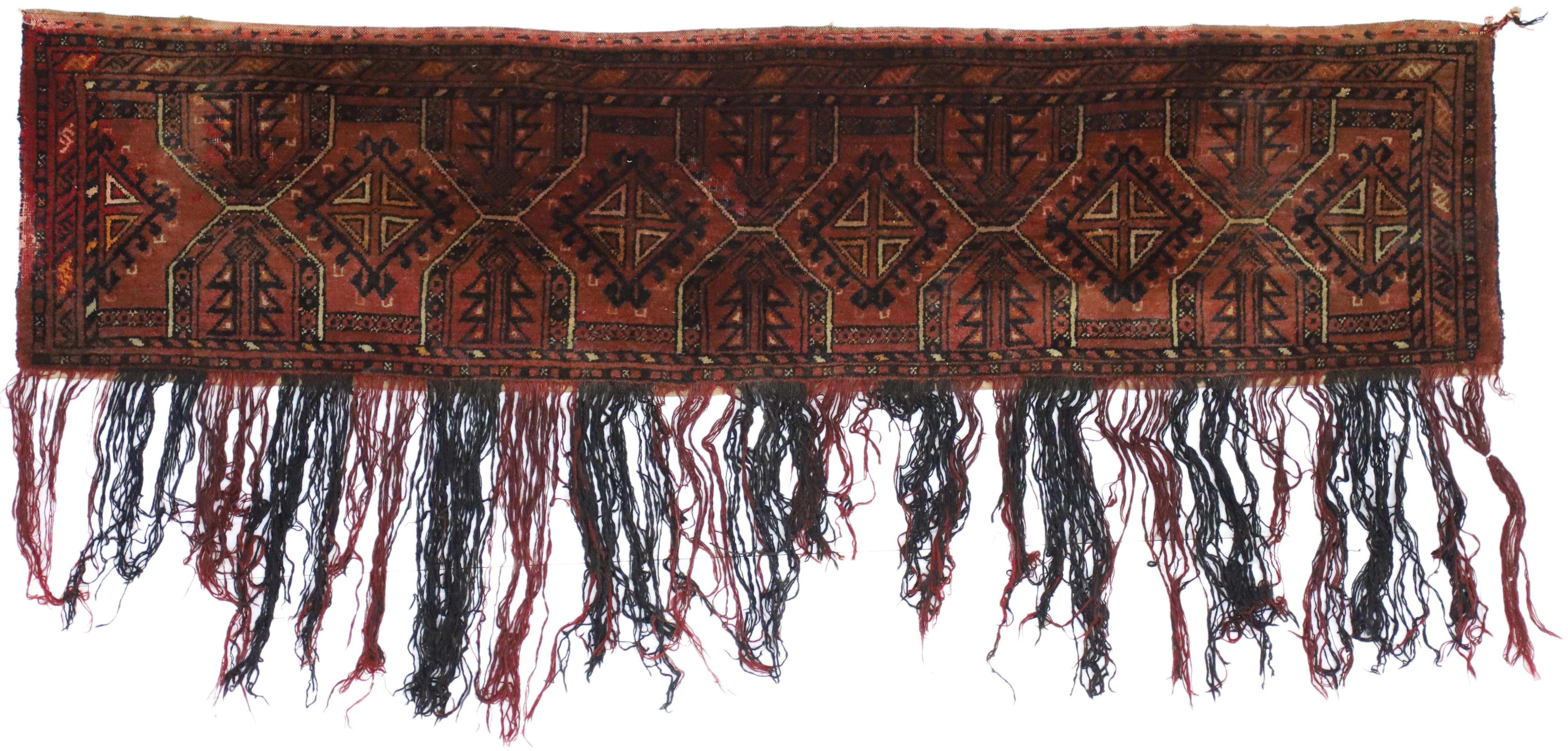 Ancien sac turkoman afghan ancien de Turkmen Torba, cintre mural, tapisserie textile tribale en vente 1