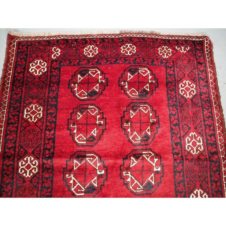 Antique Afghan Village Rug of Traditional Ersari Turkmen Design For