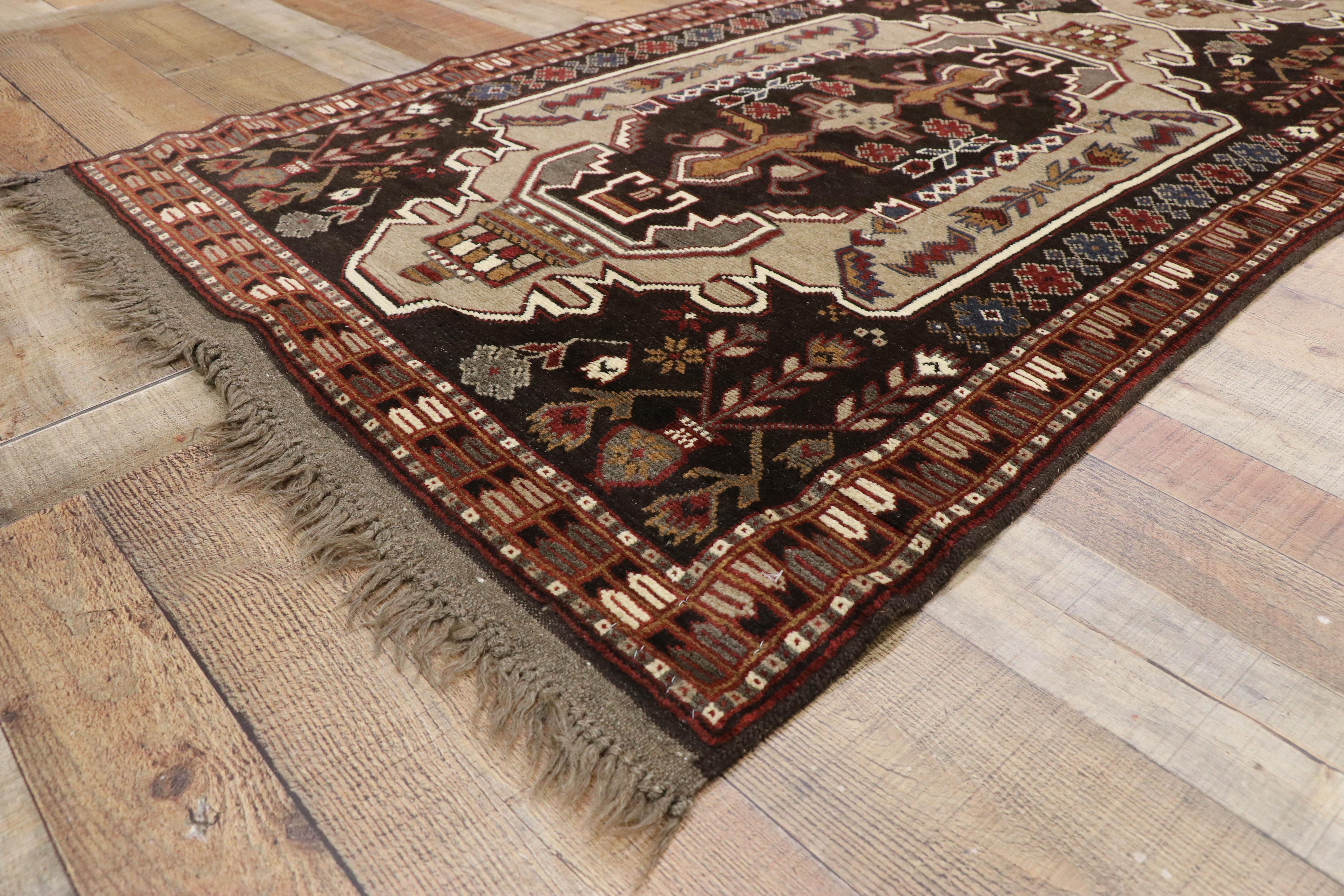 20th Century Vintage Afghani Hallway Runner with Tribal Vibes and Mid-Century Modern Style For Sale