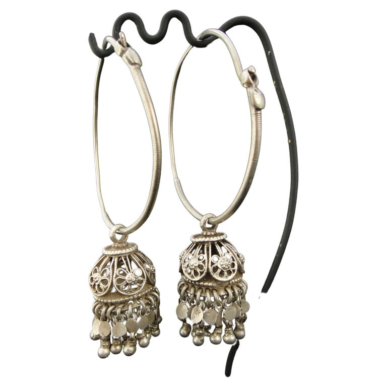Antique Afghani SIlver Hoop Earrings For Sale at 1stDibs