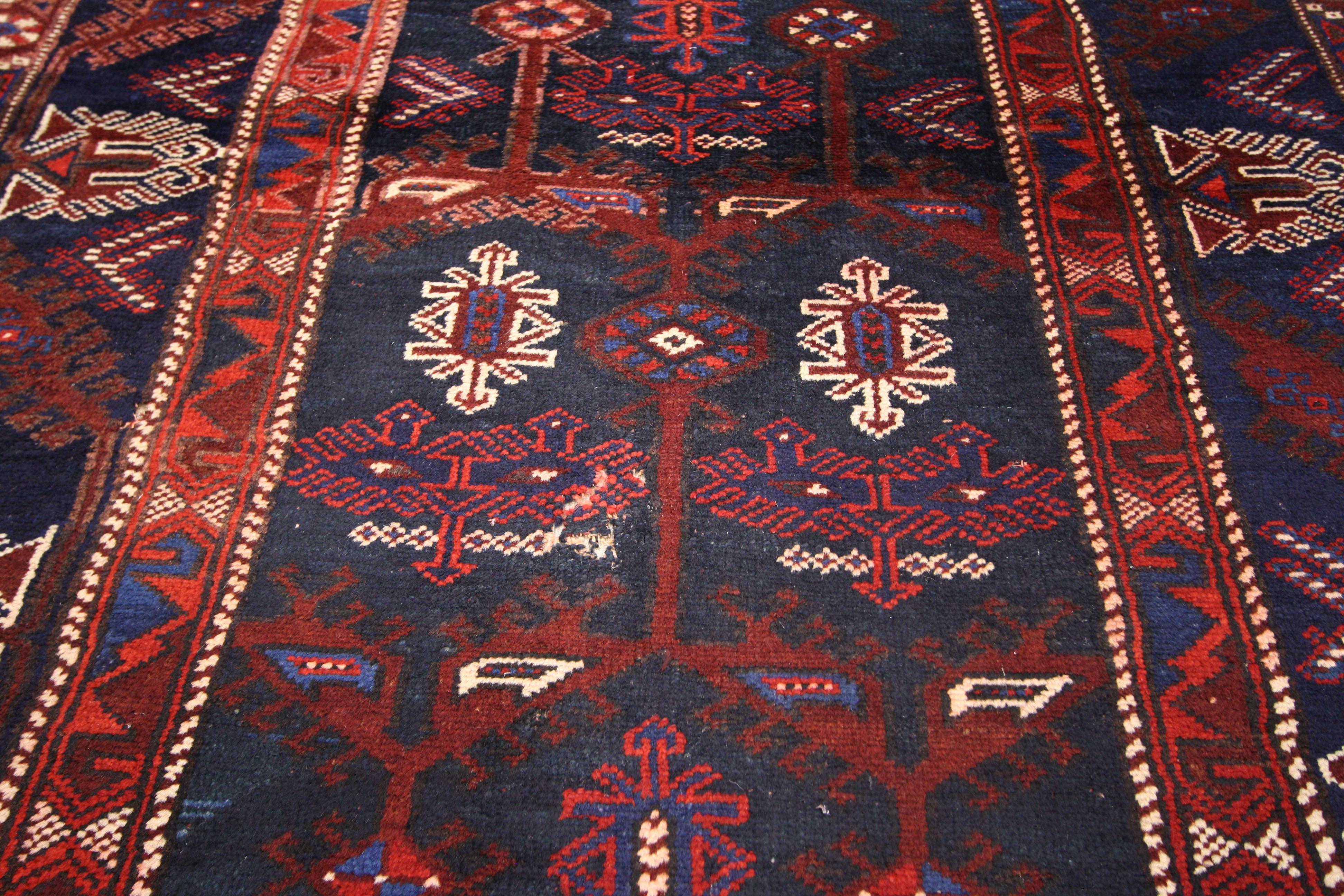 Hand-Knotted Antique Afghani Tribal Rug or Kitchen, Bath, Foyer or Entryway For Sale