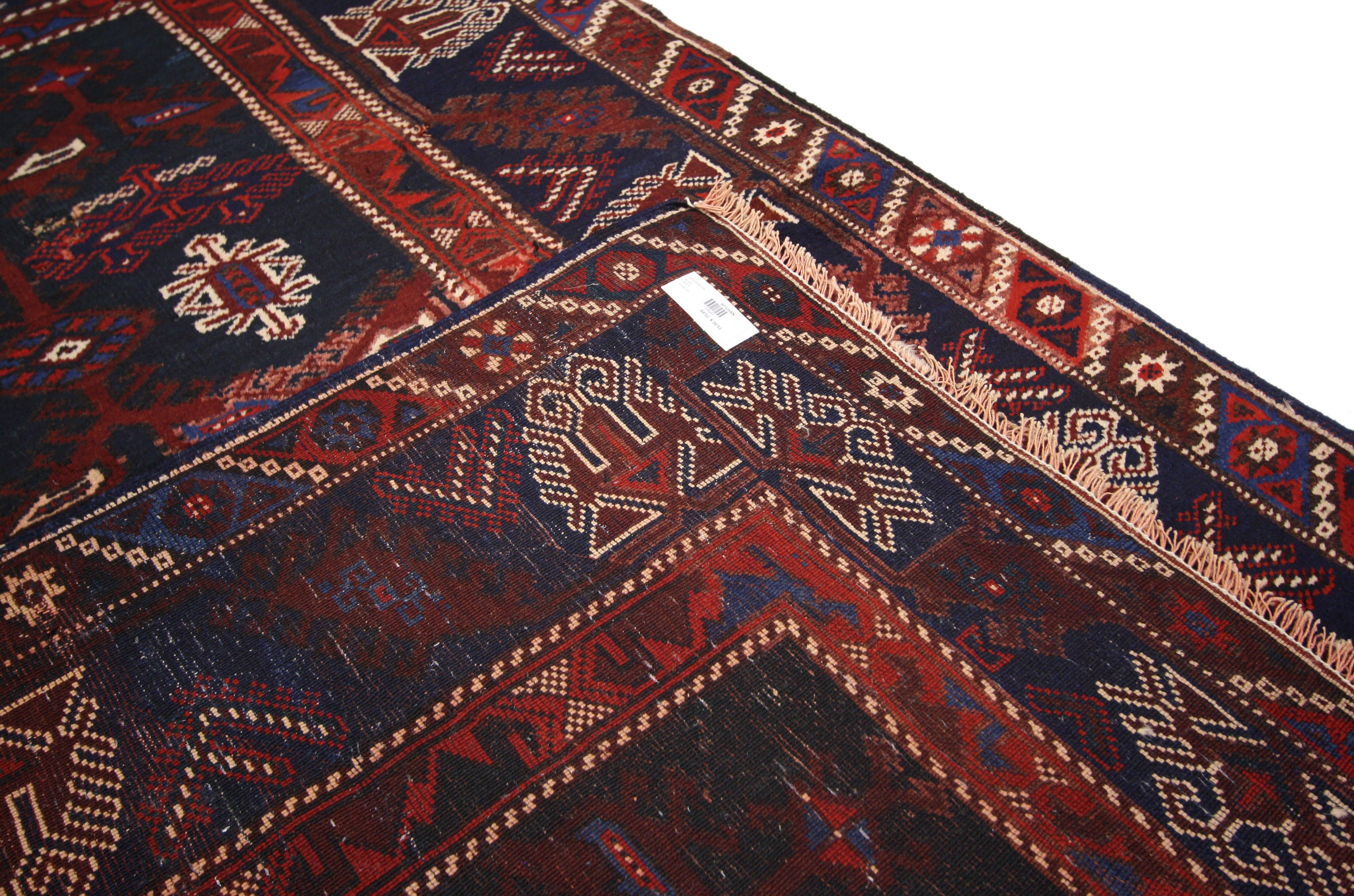 Wool Antique Afghani Tribal Rug or Kitchen, Bath, Foyer or Entryway For Sale