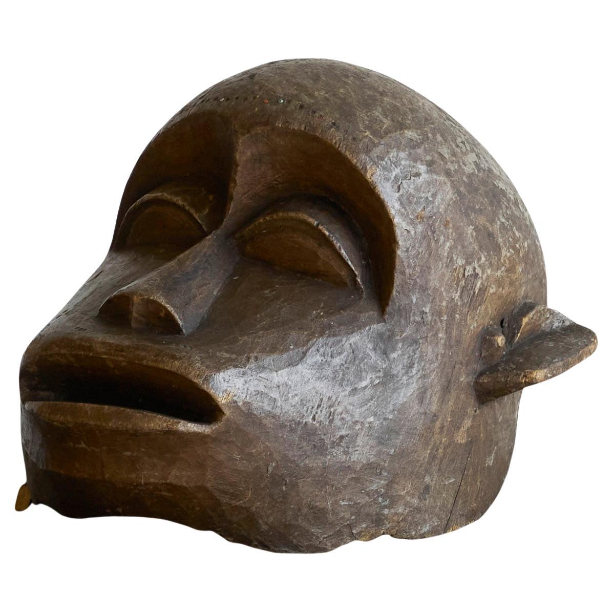 Masque de singe africain ancien "Bamana" sculpté à la main en vente
