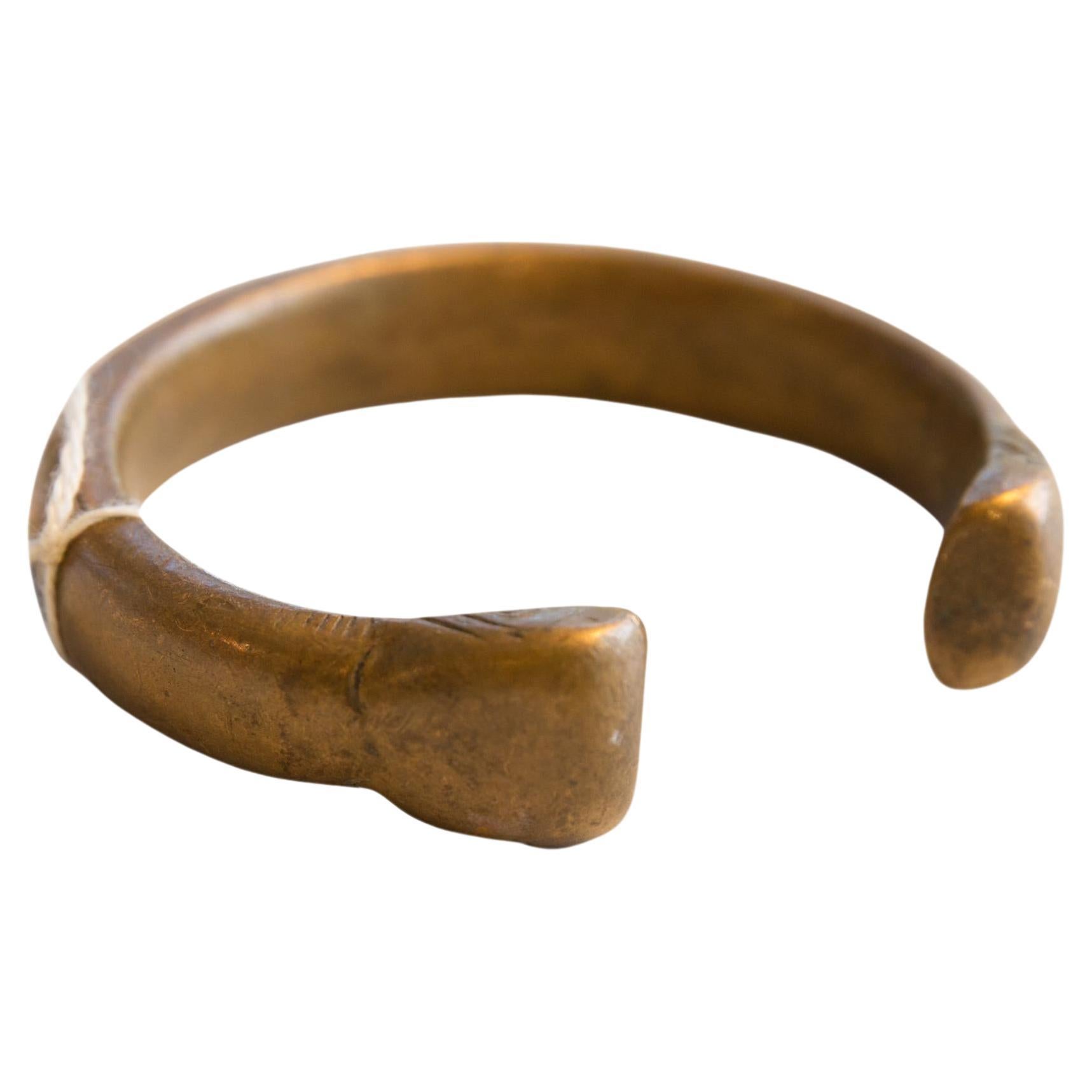 Bracelet manchette serpent africain ancien en bronze 