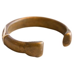 Antique African Bronze Snake Cuff Bracelet 