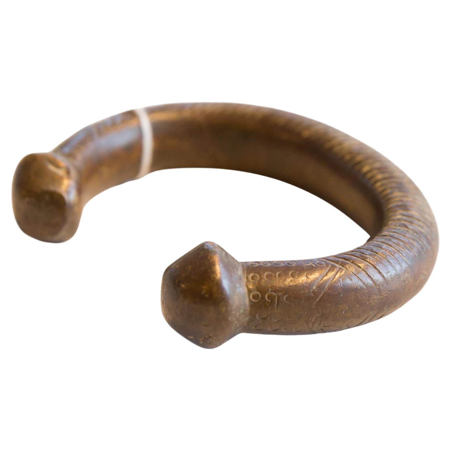 Bracelet manchette serpent africain ancien en bronze