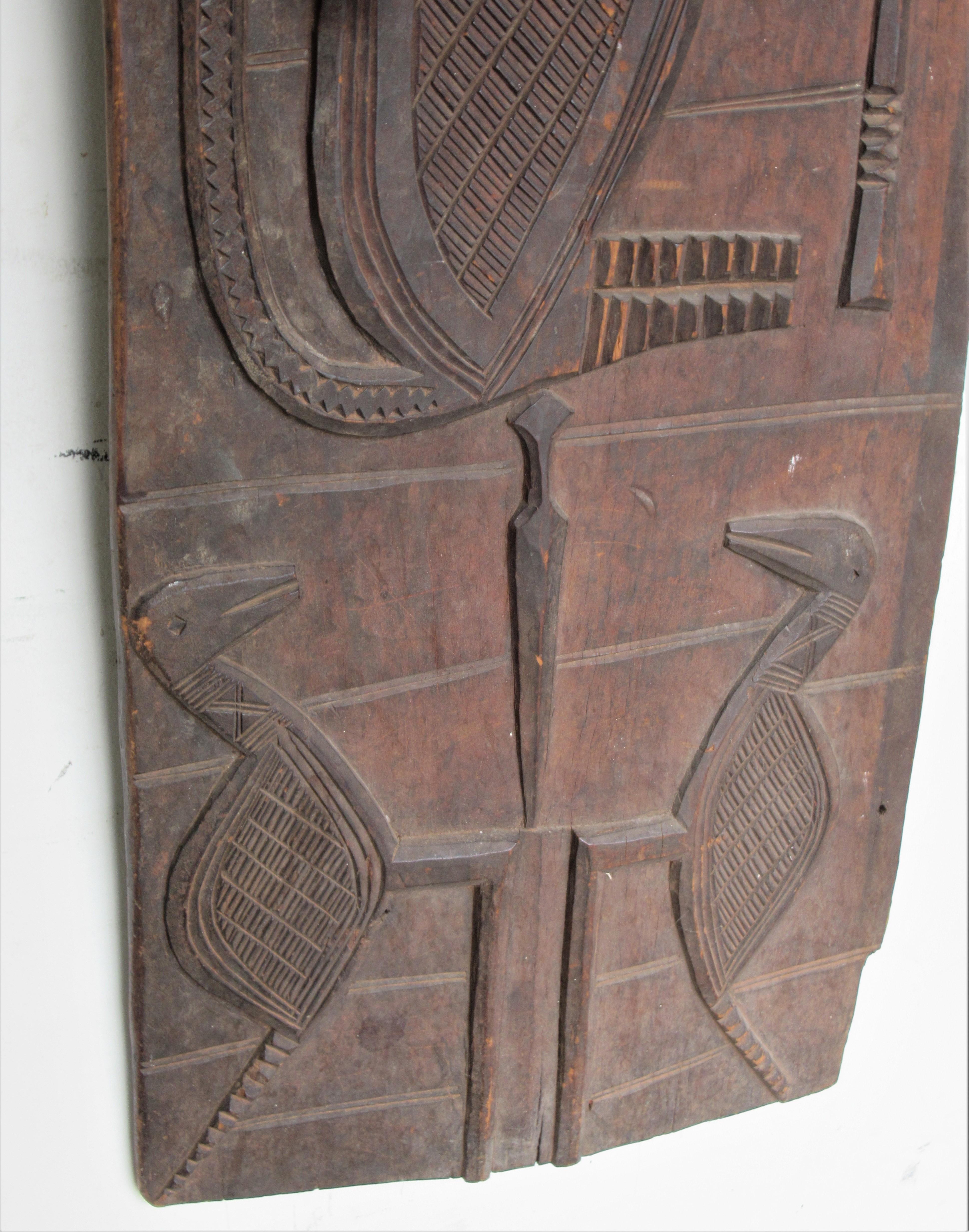 Wood Antique African Carved Door Panel