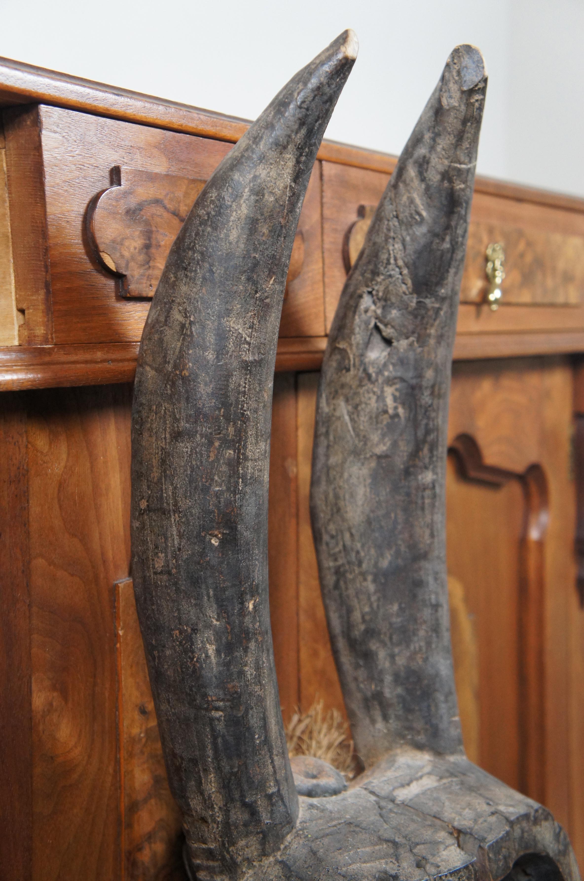 Antique African Carved Toma Landai Tribal Ceremonial Mask Guinea Art Horns For Sale 2