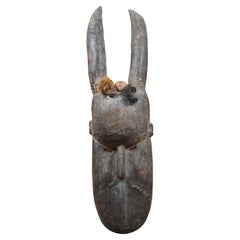 Antique African Carved Toma Landai Tribal Ceremonial Mask Guinea Art Horns