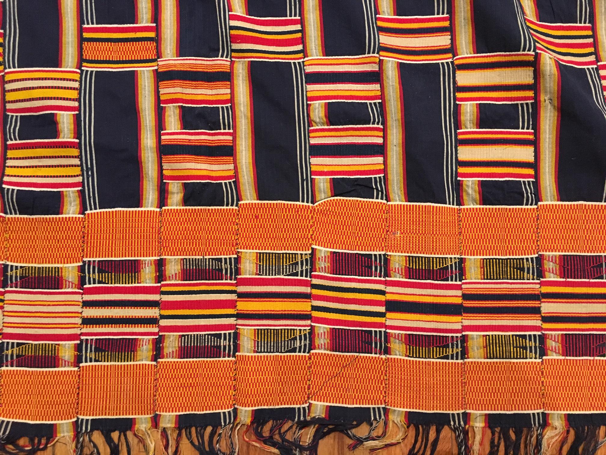 Cotton Antique African Ewe Kente Textile. Size: 5 ft 9 in x 8 ft 7 in (1.75 m x 2.62 m)