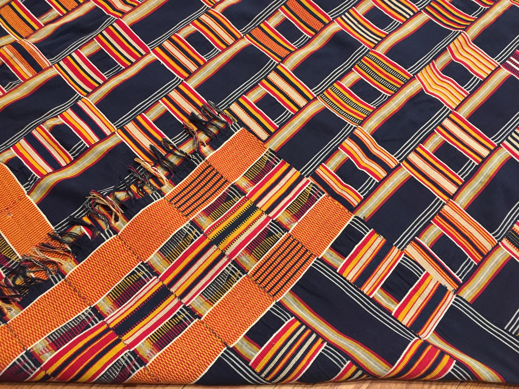 Ghanaian Antique African Ewe Kente Textile. Size: 5 ft 9 in x 8 ft 7 in (1.75 m x 2.62 m)