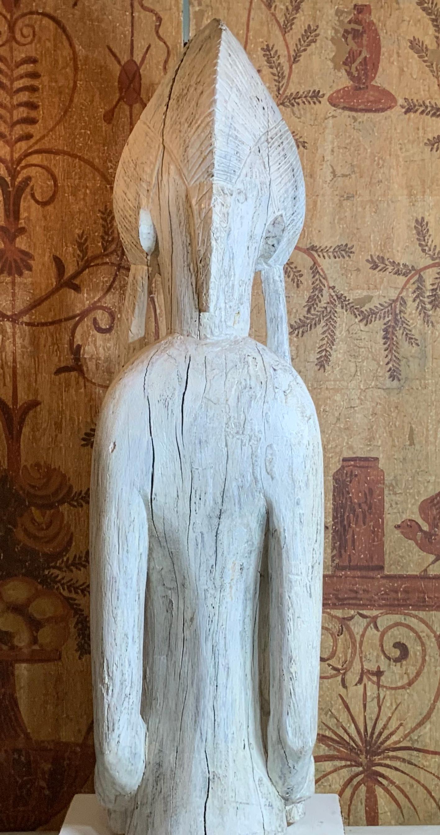 Wood Antique African Hand Carved Woman Sculptor For Sale