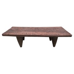 Mesa de centro o banco senufo antiguo de madera de iroko africano