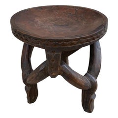 Antique African Mahogany Wood Sculptural Side Table or Stool