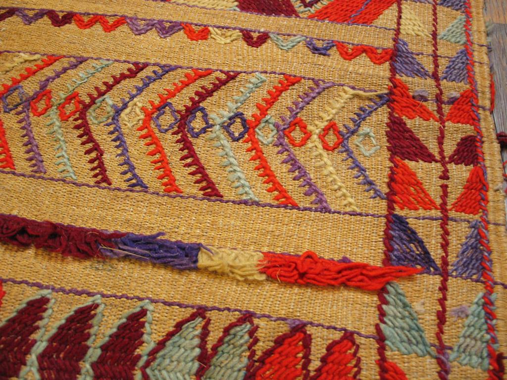 Mid 20th Century  Moroccan Reed & Wool Flat-Weave ( 4'9