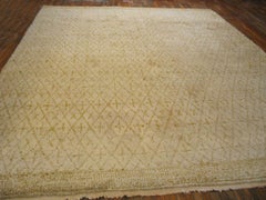 1960s Ivory Diamond Vintage African Moroccan Berber Carpet 11'9" x 15' Wool Rug