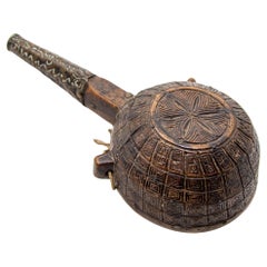Antique African Moroccan Tribal Wood Flask 19th C.
