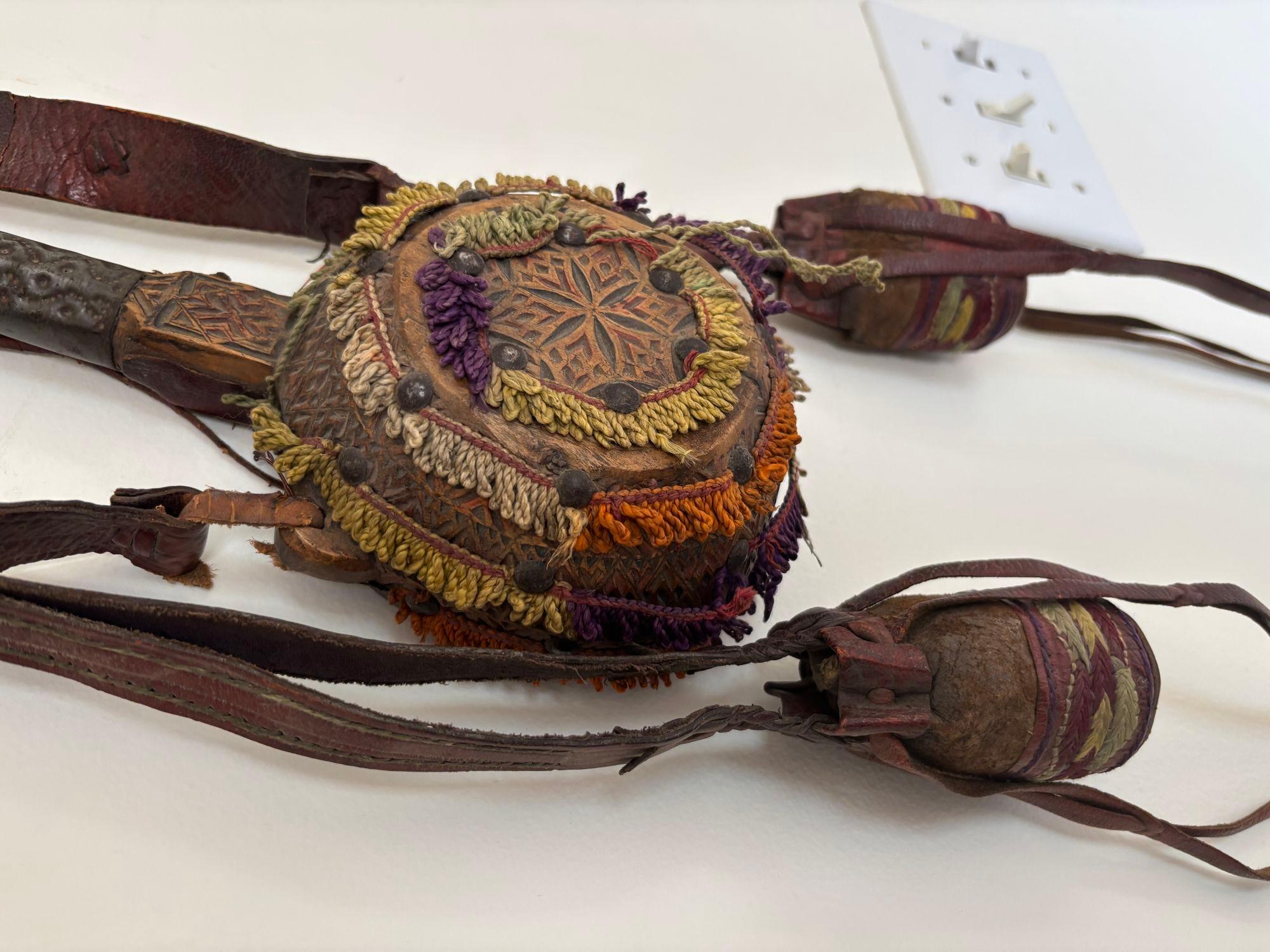 19th Century Antique African Moroccan Tuareg Carved Wood Medicinal Flask 19th C. For Sale