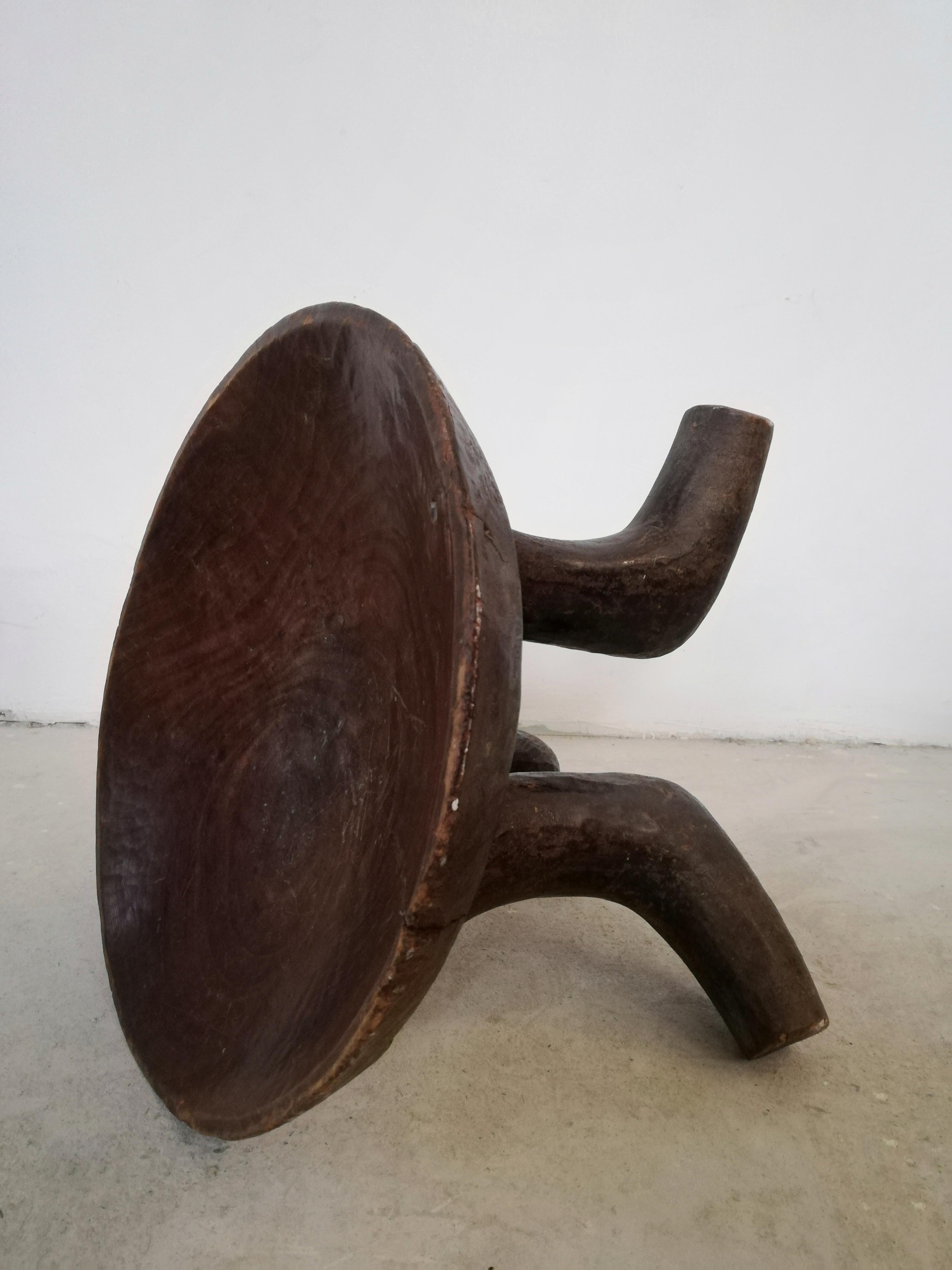 20th Century Antique African Sculpture Three Foot Stool from Ethiopia, Made in Solid Wood