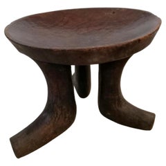 Antique African Sculpture Three Foot Stool from Ethiopia, Made in Solid Wood
