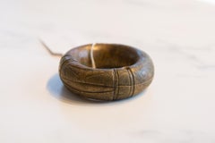 Antique African Small Thick Bronze Bracelet with Geometric Detailing