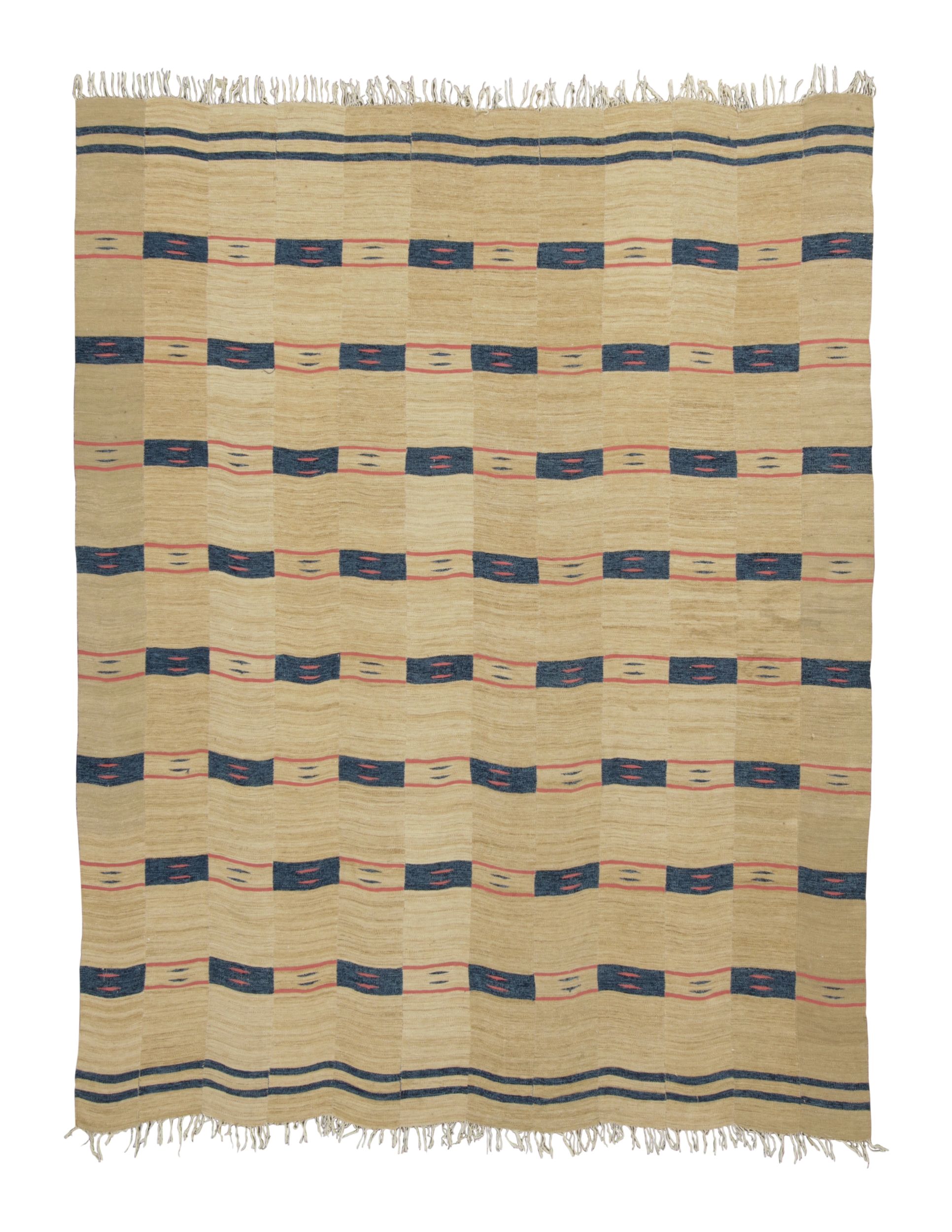 Antikes afrikanisches Textil, Bondouku Indigotuch in Beige und Blau - Rug 
Kilim