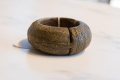 Antique African Thick Bronze Bracelet with Geometric Detailing