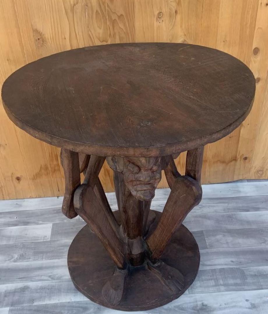 Kenyan Antique African Tribal Figural Carved Table  For Sale