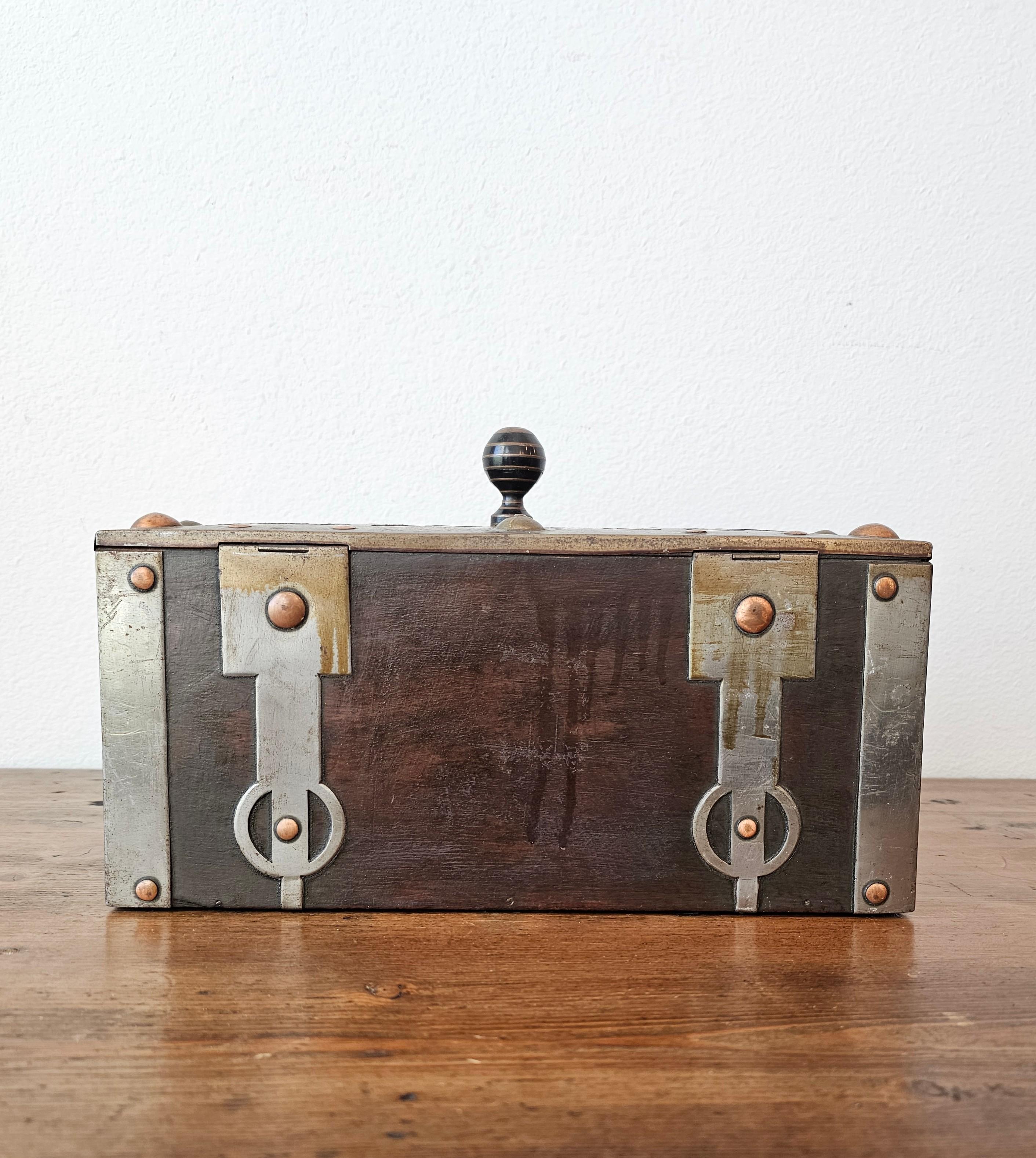 Antique African Tuareg Mauritania Mixed Metal Mounted Wood Table Box 4