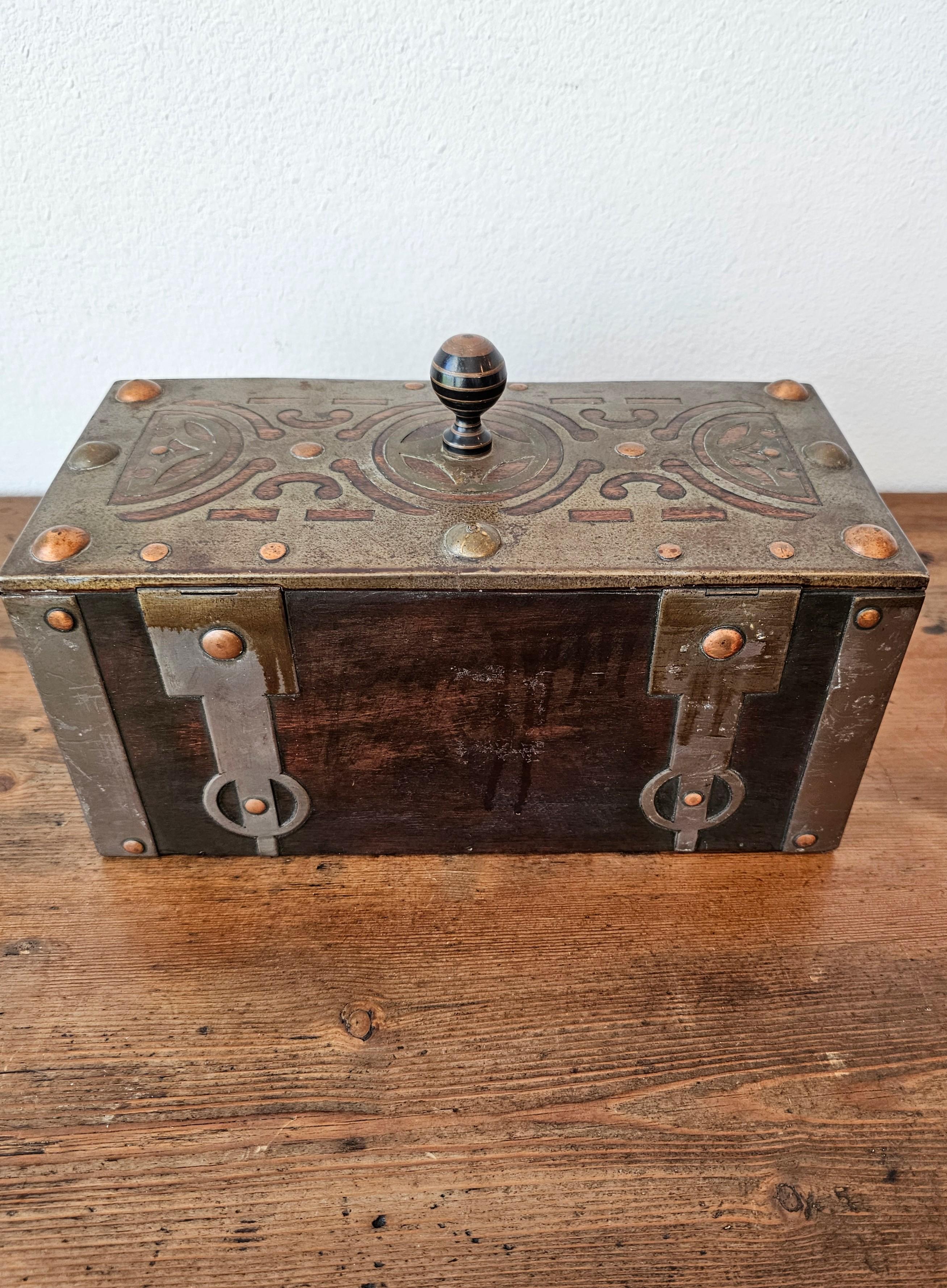 Antique African Tuareg Mauritania Mixed Metal Mounted Wood Table Box 5