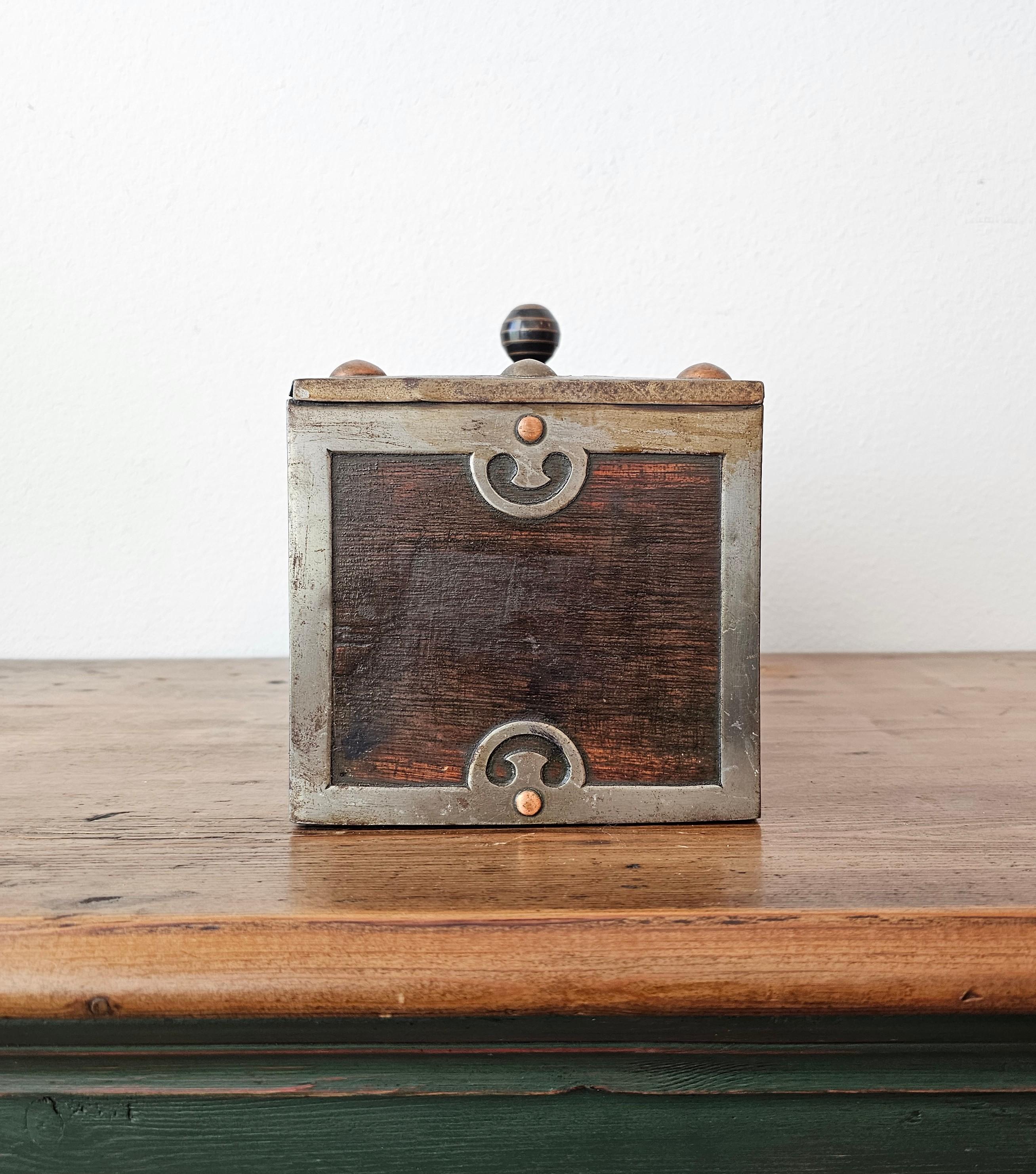 Antique African Tuareg Mauritania Mixed Metal Mounted Wood Table Box 7