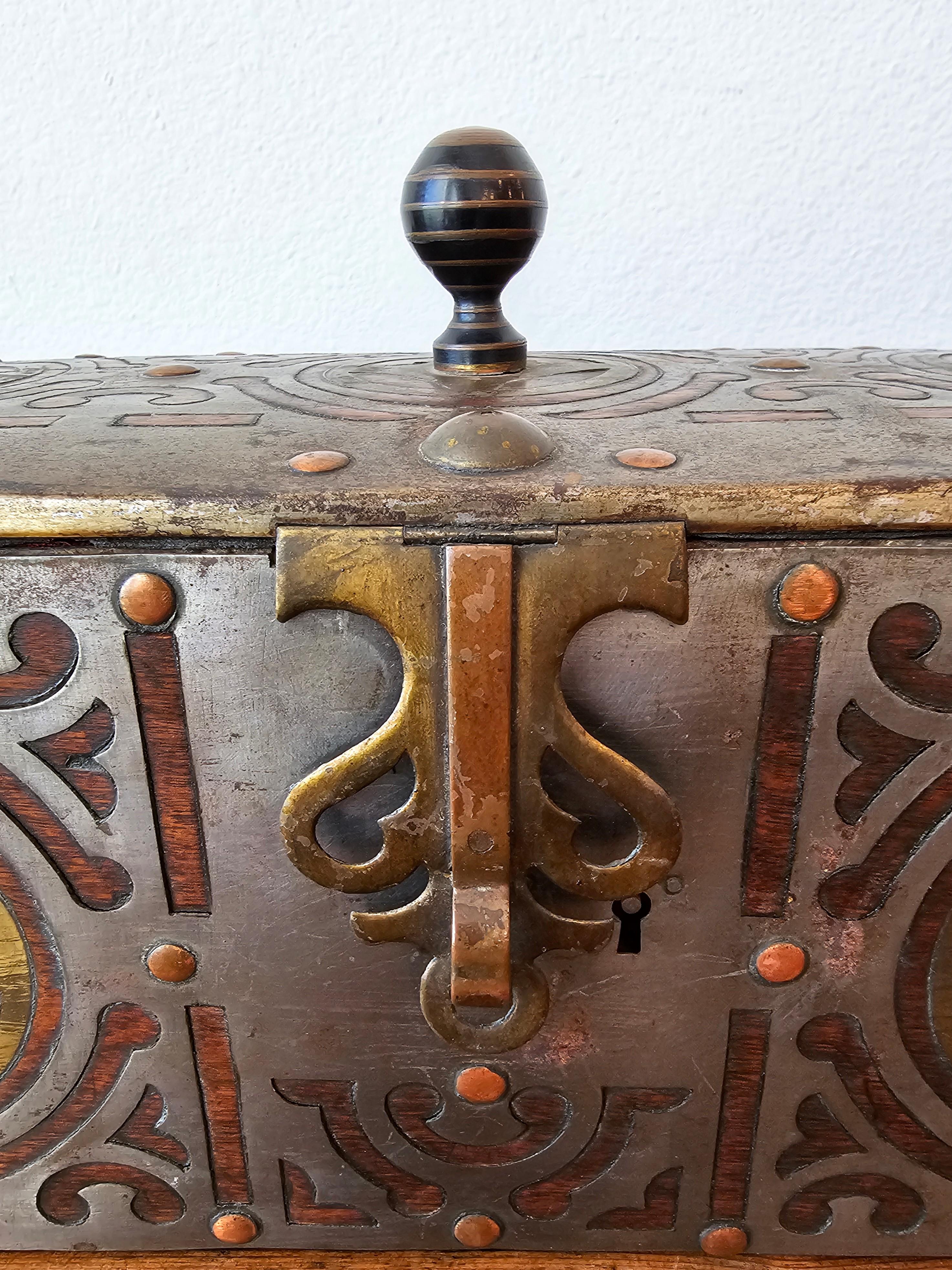 Antique African Tuareg Mauritania Mixed Metal Mounted Wood Table Box 9
