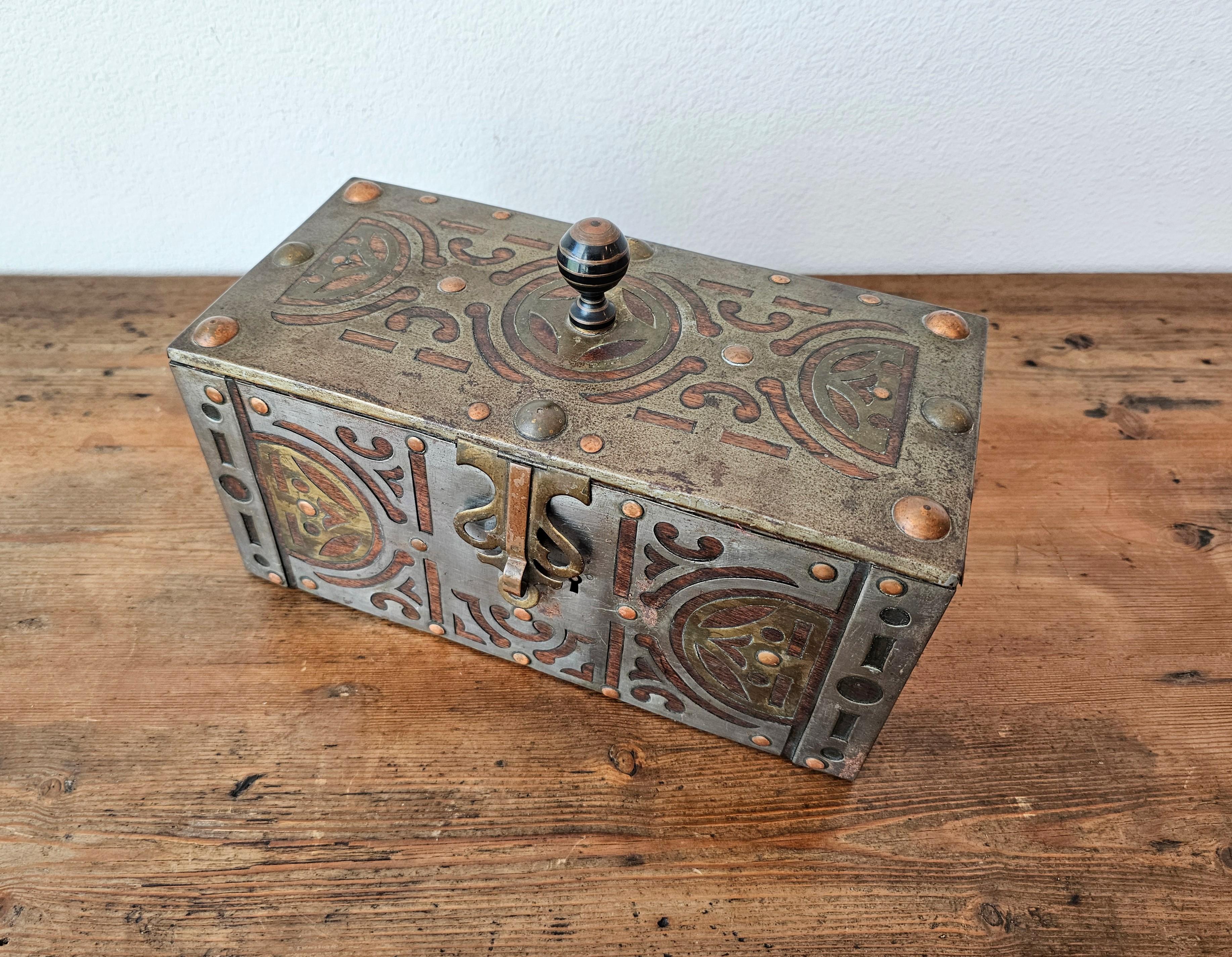 Tribal Antique African Tuareg Mauritania Mixed Metal Mounted Wood Table Box