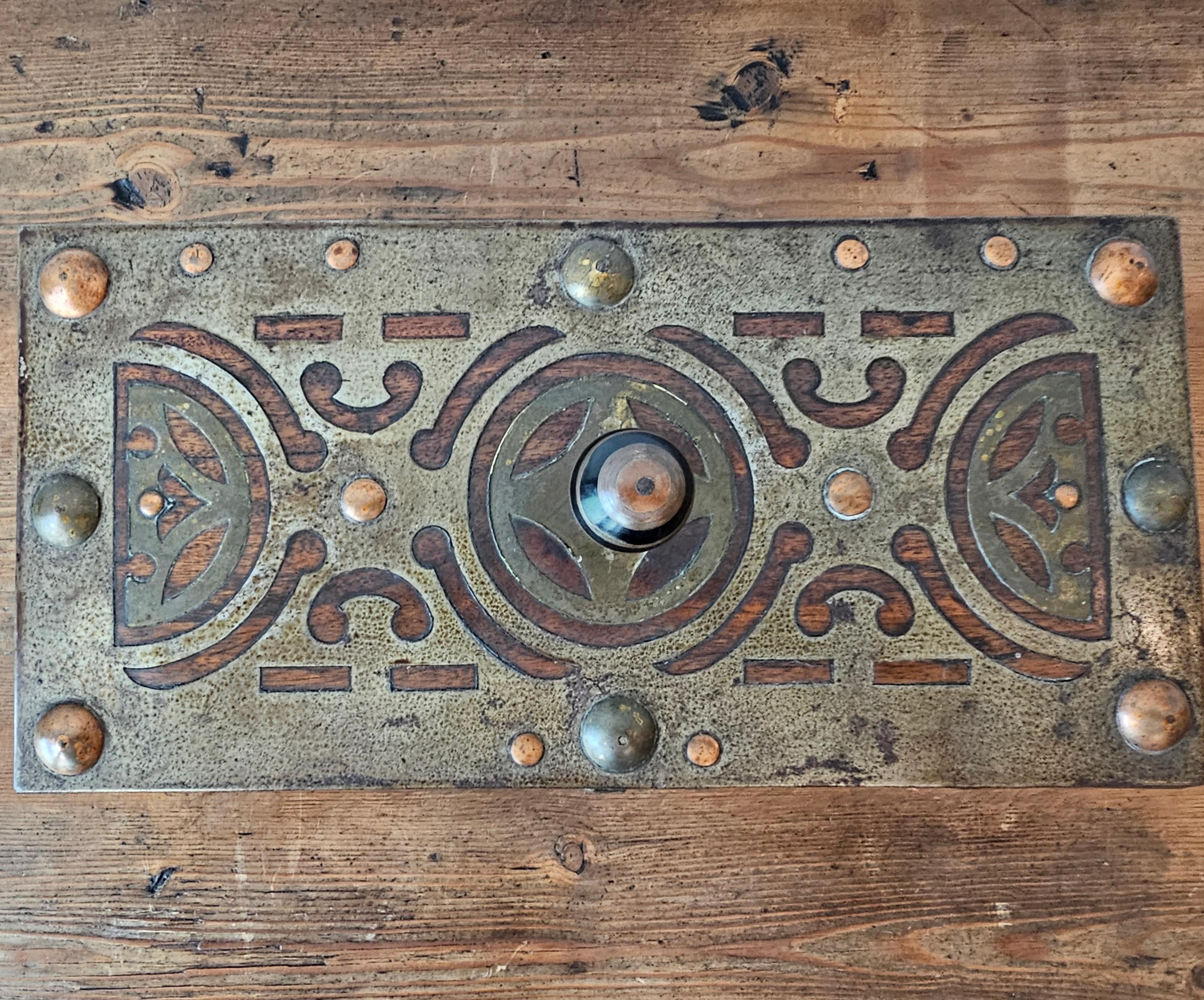 19th Century Antique African Tuareg Mauritania Mixed Metal Mounted Wood Table Box