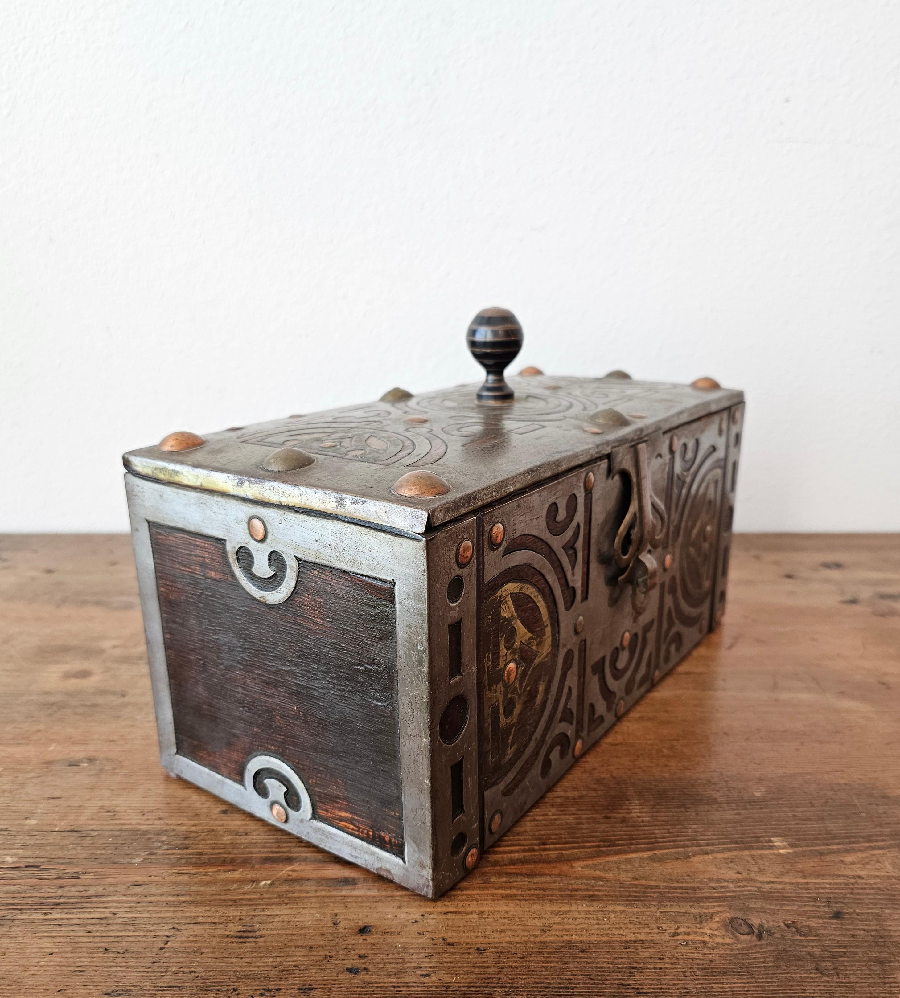Antique African Tuareg Mauritania Mixed Metal Mounted Wood Table Box 1