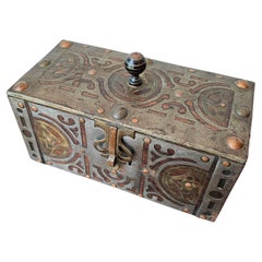 Antique African Tuareg Mauritania Mixed Metal Mounted Wood Table Box