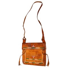 Antique African Tuareg Moroccan Shoulder Leather Bag 1960s Collectible