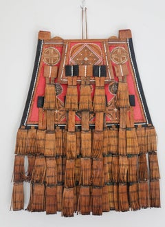 Antique African Tuareg Red Black and Brown Leather Bag