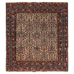 Antique Afshar Floral Cream Red and Blue Wool Persian Rug by Rug & Kilim